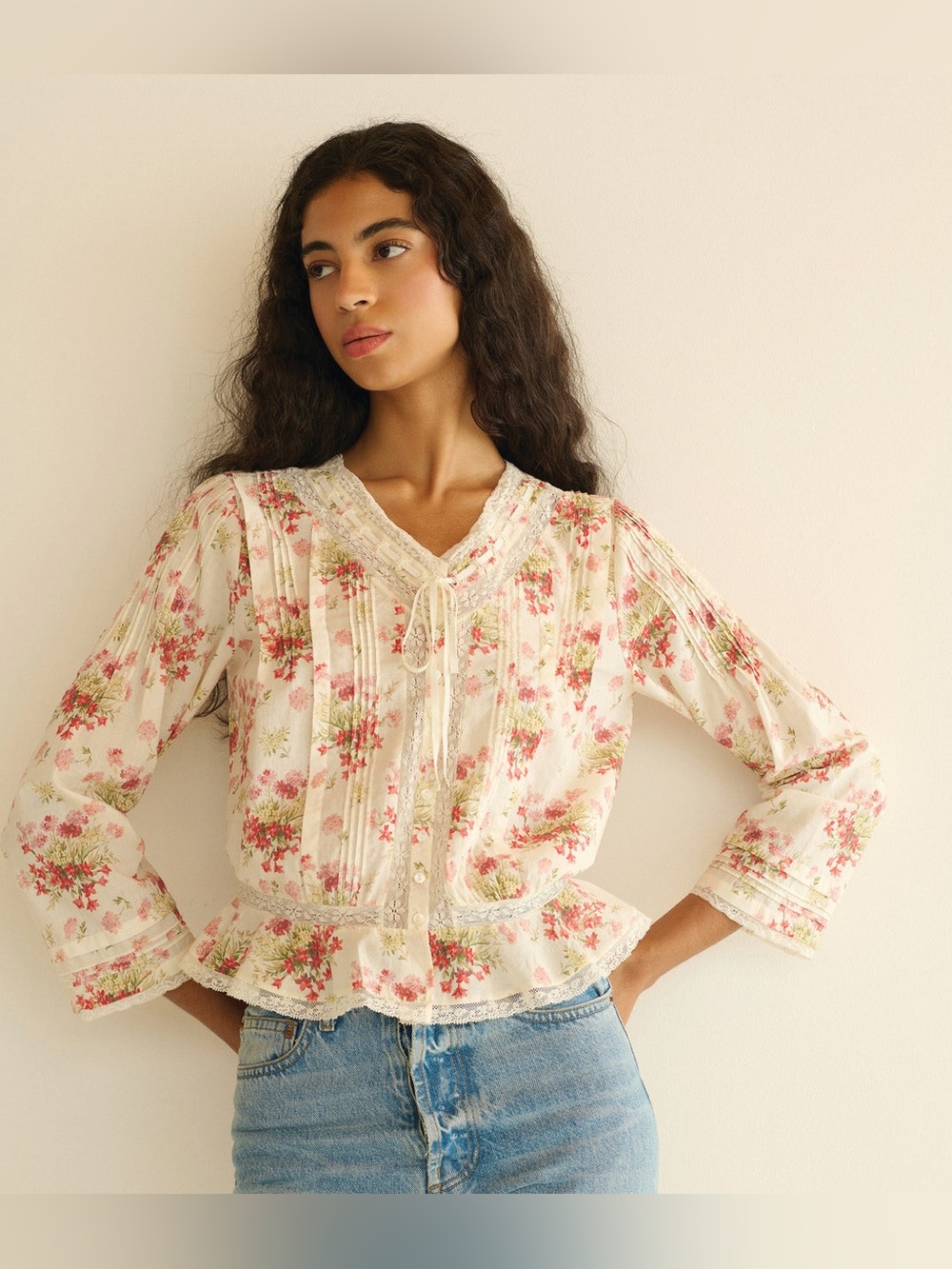 DOEN Hillcock Top Ivory Lantana Floral